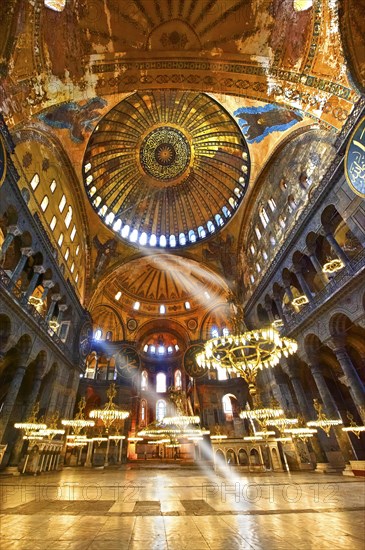 Islamic decoration on the domes of the interior of Hagia Sophia