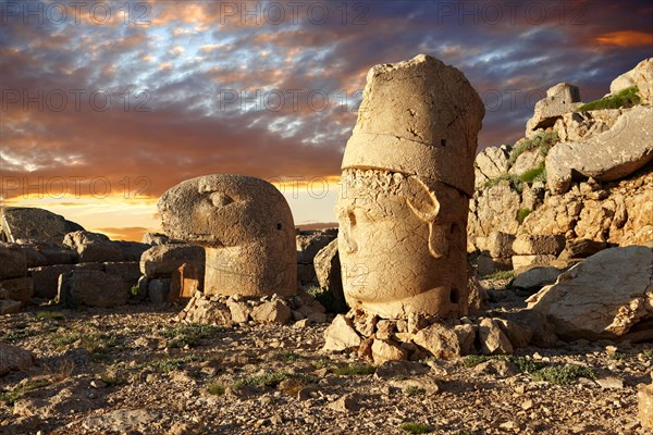 Broken statues around the tomb of Commagene King Antiochus 1 on top of Mount Nemrut