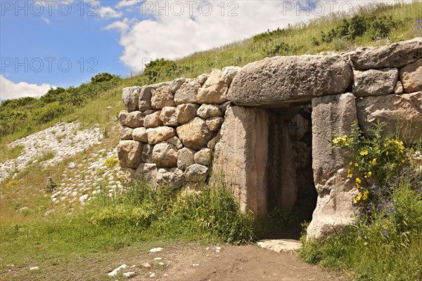 Gate to tunnel under the walls of the Hittite capital Hattusa