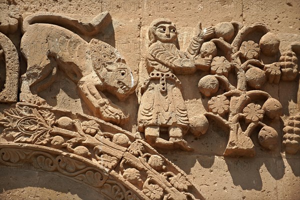 Bas-relief sculptures with scenes from the Bible on the outside of the 10th century Armenian Orthodox Cathedral of the Holy Cross on Akdamar Island