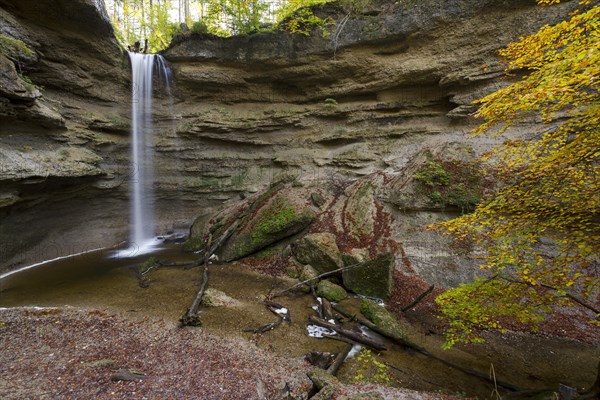 Waterfall in Paehlschlucht gorge near Paehl am Ammersee