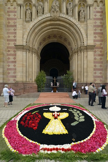 Festive floral carpet at the Feast of Corpus Christi