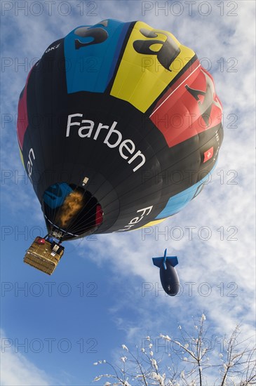 An hot-air balloon and an airship