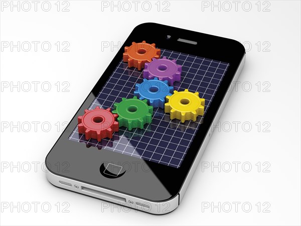An IPhone with gear wheels