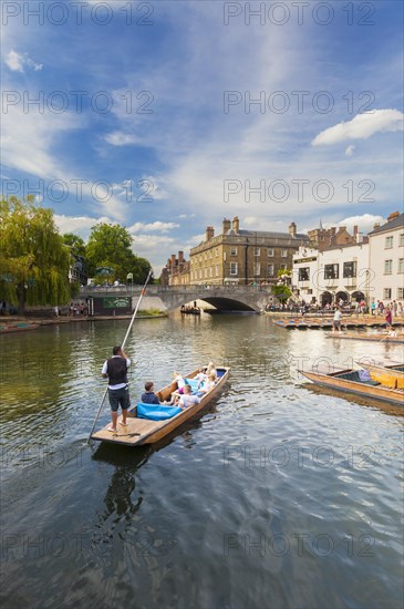 Punts on the river Cam at Laundress Green in Cambridge