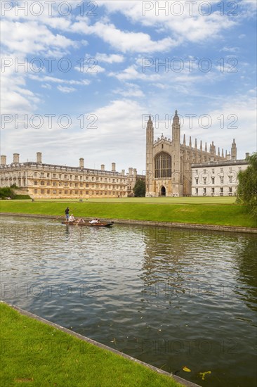 Punts on the river Cam at King's College in Cambridge