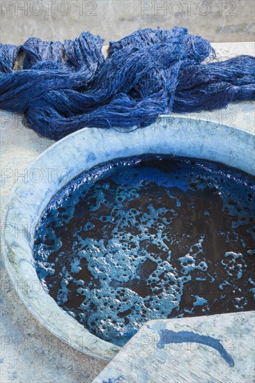 Silk dye at a silk making workshop outside Vientiane