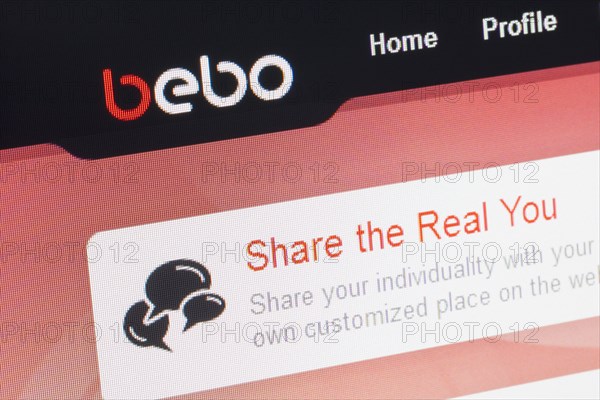 Screenshot of the Bebo homepage