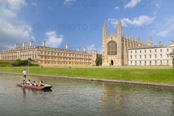 Punts on the river Cam at King's College in Cambridge