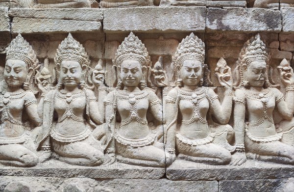 Bas-relief with Apsaras on the hidden wall of the Terrace of the Elephants