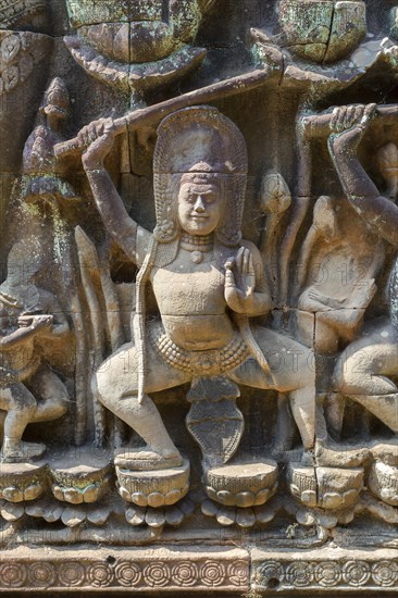 Bas-relief depicting a warrior on the hidden wall of the Terrace of the Elephants