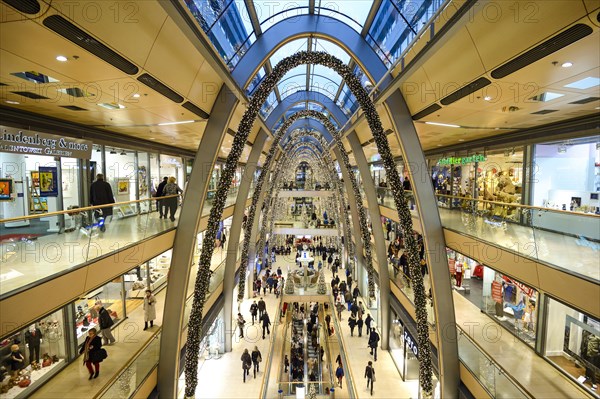 Shopping center decorated for Christmas
