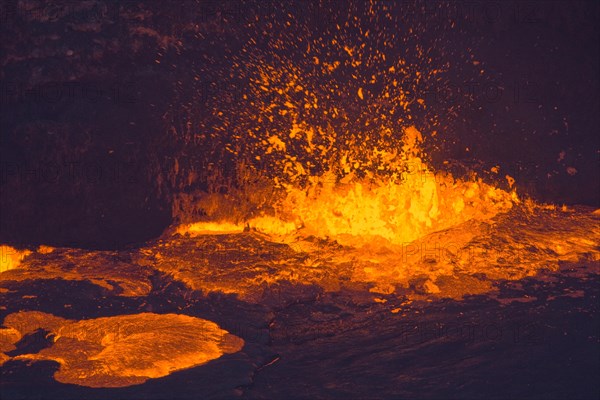 Volcanic eruptions at the south crater of the Mt Ertale volcano