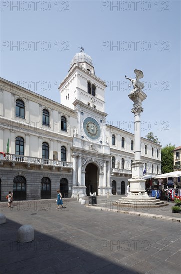 Palazzo del Capitanio with an astronomical clock and a column with the lion of St. Mark