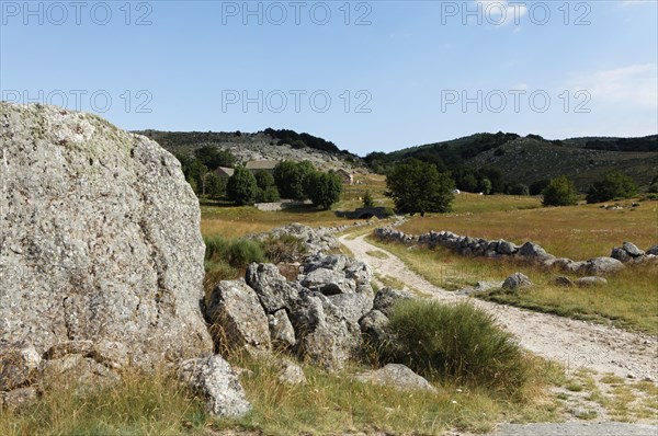 Hiking trail GR7 in L'Aubaret village