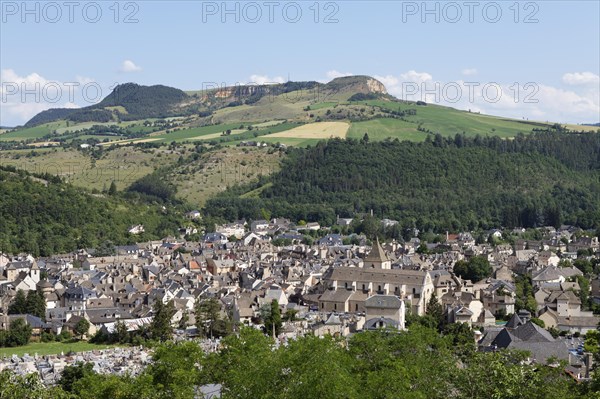 Town of Marvejols with Mt Truc du Midi at back