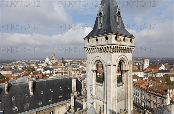 Historic town centre and tower of the Hotel de Ville town hall