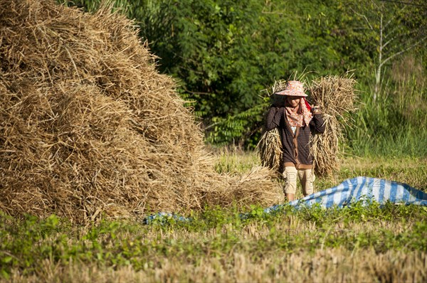 Woman wearing a straw hat