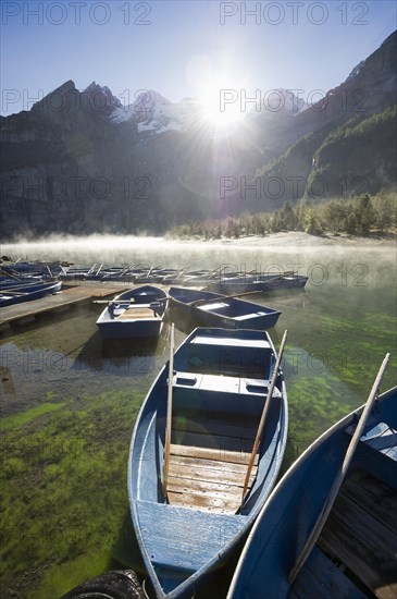 Boats and morning fog