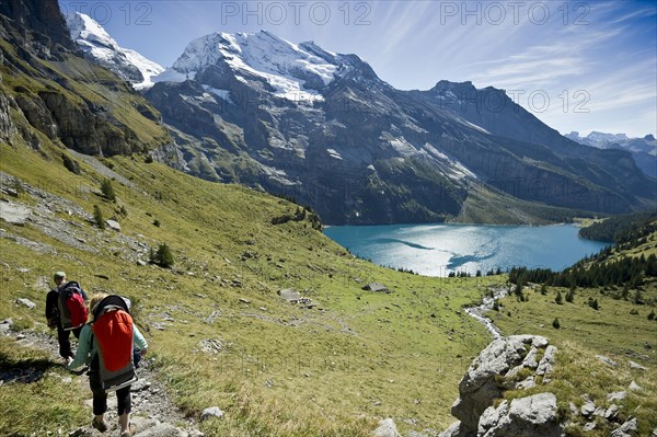 Hikers at Oeschinensee