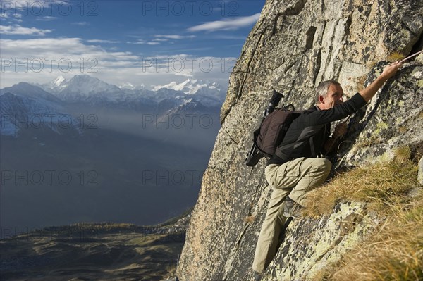 Climber on Bettmerhorn Mountain