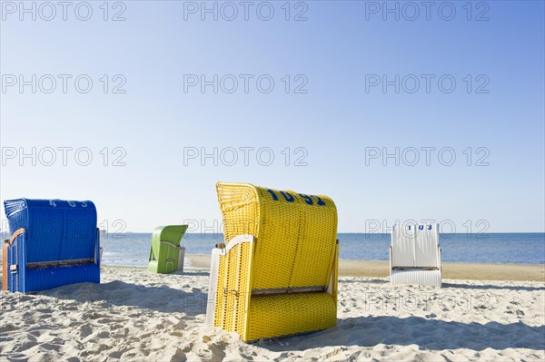 Coloruful beach chairs on the beach near Wyk