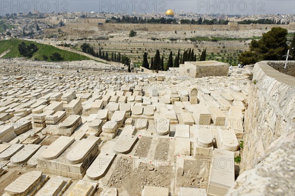 View from the Mount of Olives over the tombs of the Jewish cemetery