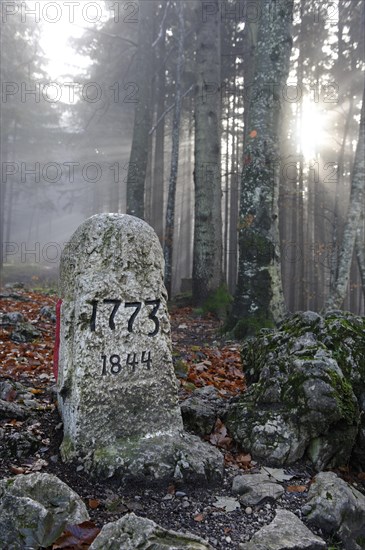 Old boundary stone between Austria and Germany