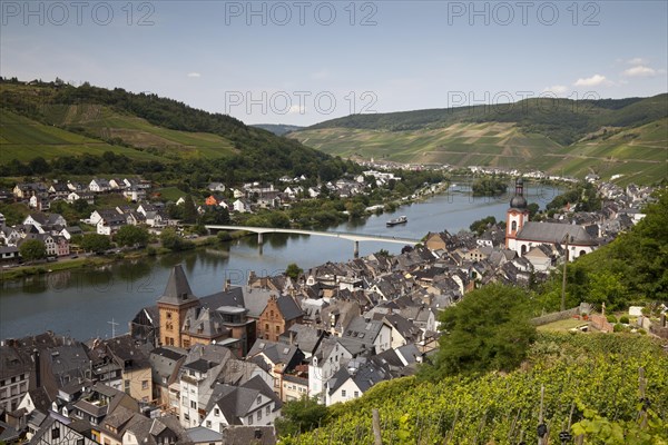 View of the town of Zell and the Moselle Valley