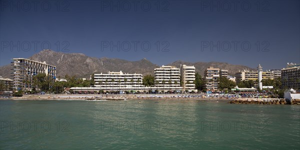 Beach with hotels and apartment houses