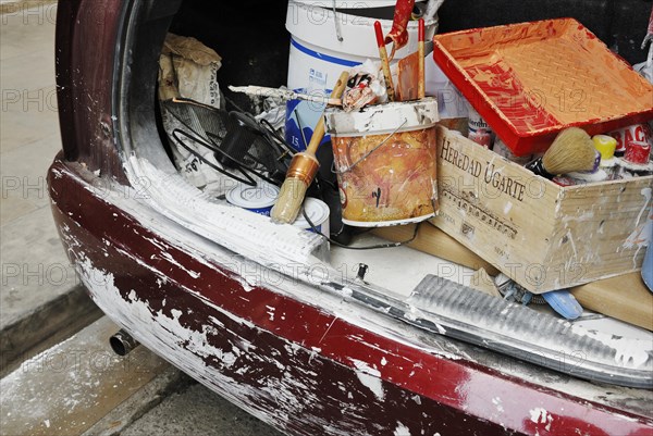 Trunk with painting supplies