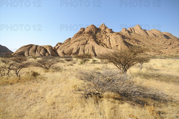 Savannah landscape with granite rocks of the Pontok Mountains