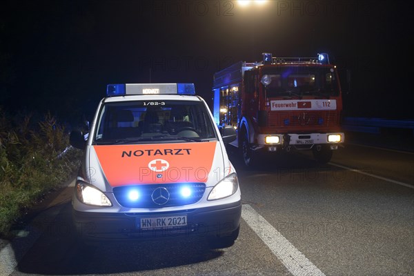 An emergency vehicle at a traffic accident on the B 29 road