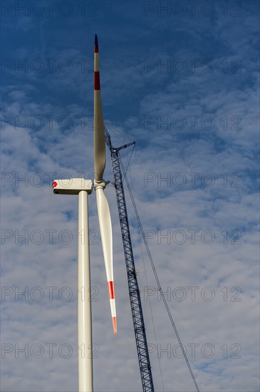Rotor blades of a wind turbine in front of the generator nacelle