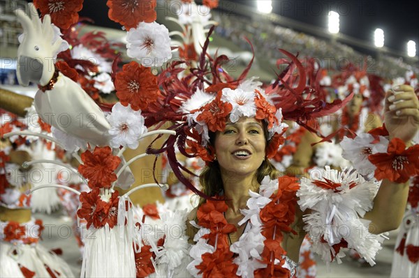 Young woman in floral costume