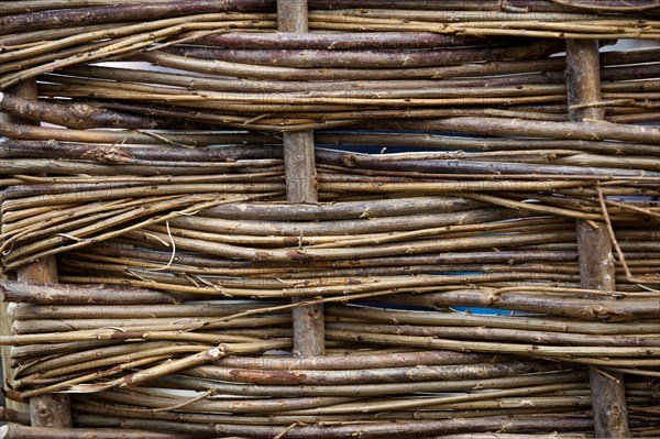 Hurdle made from traditional weaved willow branches