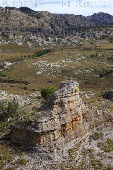 View of sandstone canyon and mountains