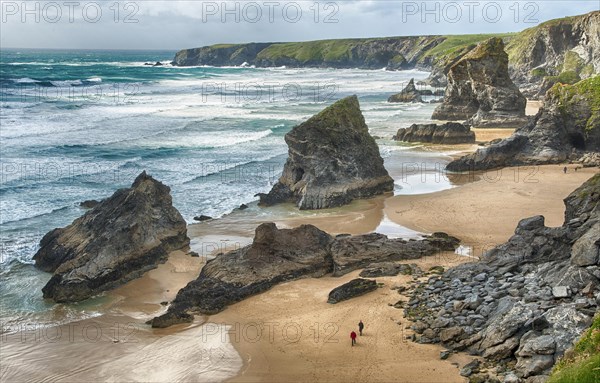 View of beach with slate outcrops