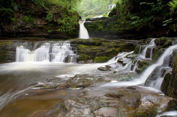 View of river with cascades and waterfalls