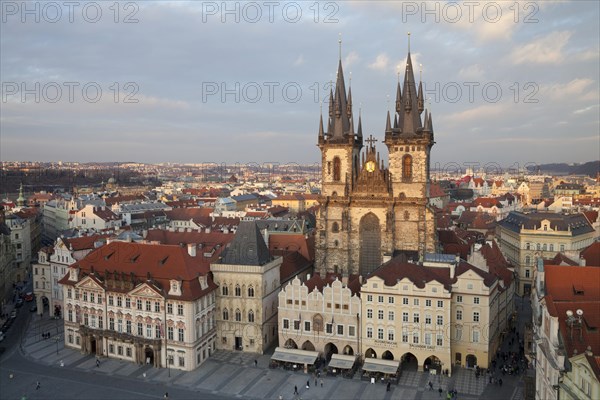 View of church and city square