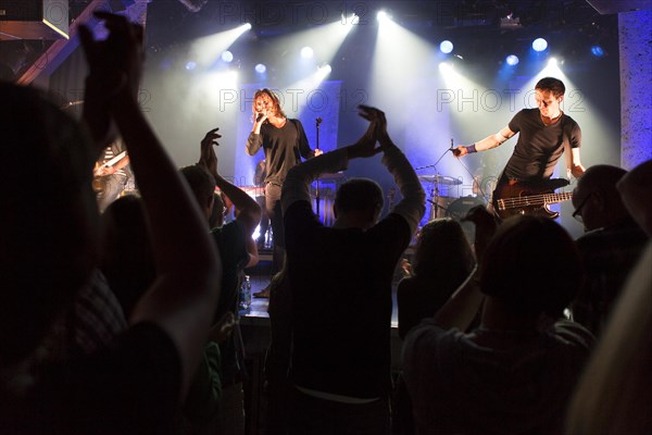 Swiss pop band Lovebugs performing live in the Schueuer concert hall