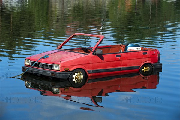 Subaru car turned into a boat