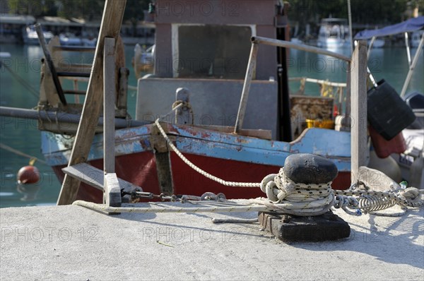 An old fishing boat in the harbor