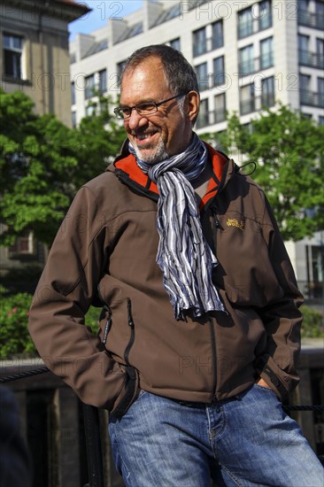 Middle-aged man during a boat tour