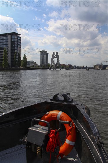 Boat with lifesaver on the Spree river