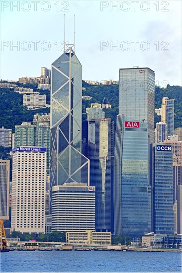 View from Kowloon on Hong Kong Island's skyline on Hong Kong River