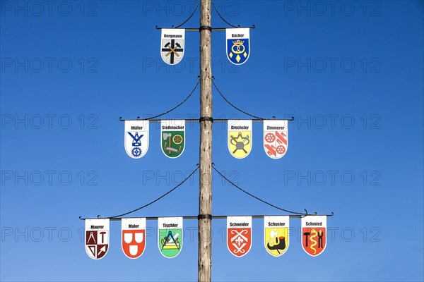 Guild pole with the emblems of all the trades of the town