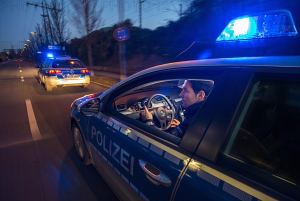 Police patrol car in an emergency operation