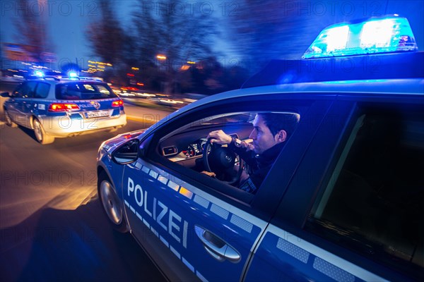 Police patrol car in an emergency operation