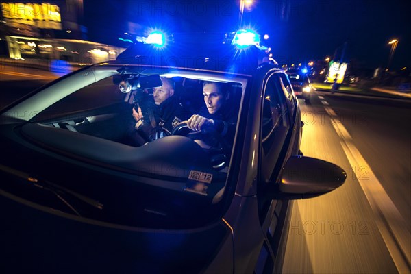 Police patrol car in an emergency operation